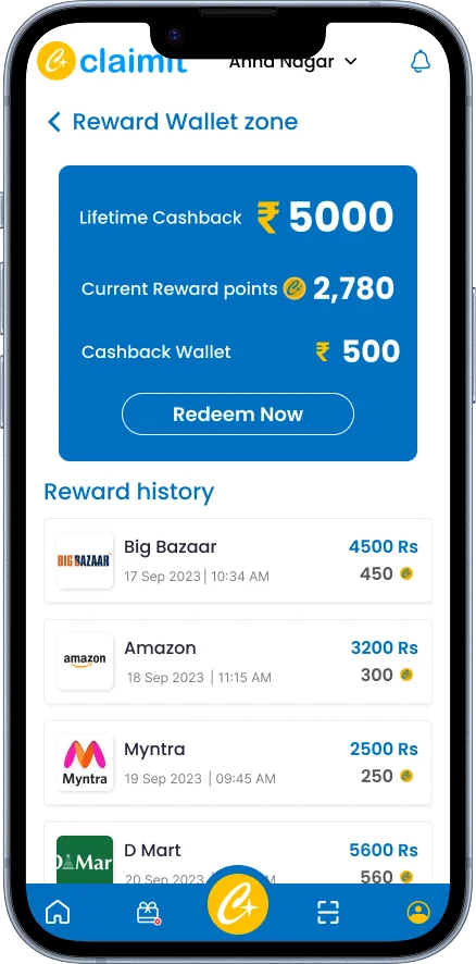 Reward wallet screen
